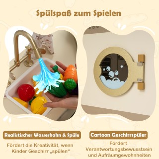 Costway Παιδική Κουζίνα Παιχνιδιού με Βρύση, Πλυντήριο Πιάτων, Φούρ...