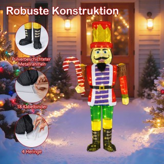 Costway 170 εκ. Χριστουγεννιάτικη Φιγούρα Καρυοθραύστης με Ζαχαροκά...