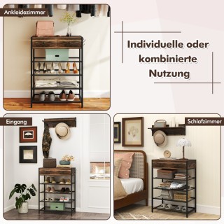 Costway Σετ Κρεμάστρας και Παπουτσοθήκης με Ράφι Τοίχου, 7 Γάντζους...