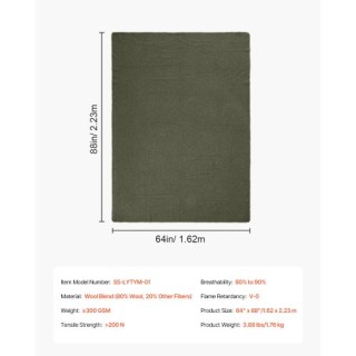 VEVOR Μάλλινη Κουβέρτα Κάμπινγκ 64x88 Πράσινη LYTCSYMHFPP5P7EO5V0 VEVOR Μάλλινη Κουβέρτα Κάμπινγκ 64x88 Πράσινη LYTCSYMHFPP5P7EO5V0