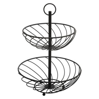 5FIVE Simply smart Διώροφη Μεταλλική Φρουτιέρα Μαύρη με Χερούλι 160...