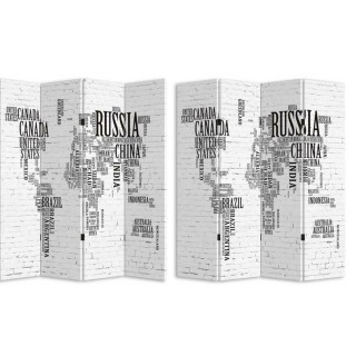 BAKAJI  Παραβάν 4 Πάνελ με Εκτύπωση Μπρος-Πίσω Υδρόγειος 180x160 Δι...