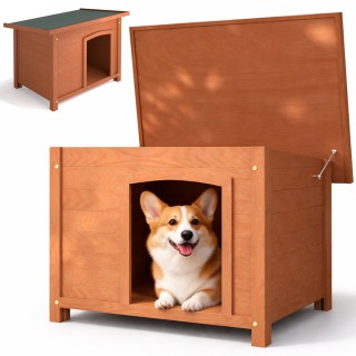 BAKAJI Ξύλινη Σπιτάκι Σκύλου Μ Εξωτερικού Χώρου με Ανοιγόμενη Στέγη...