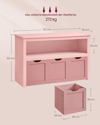 VASAGLE Ροζ Παιδική Ντουλάπα Αποθήκευσης με Τροχήλατα Κουτιά 102x60... VASAGLE Ροζ Παιδική Ντουλάπα Αποθήκευσης με Τροχήλατα Κουτιά 102x60...