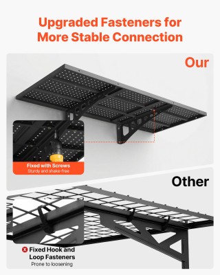 VEVOR Διώροφη Ανθεκτική Ραφιέρα Τοίχου Γκαράζ, Μεταλλική Μαύρη Ραφι...