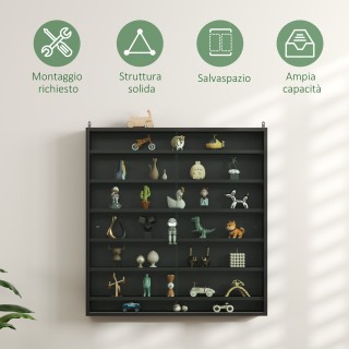 HOMCOM Ράφι αποθήκευσης με 6 ρυθμιζόμενα ράφια από ξύλο με γυάλινες...