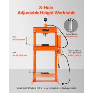 VEVOR Υδραυλική Πρέσα 30 Τόνων με Πλάκα Πίεσης για Κάμψη YYYBSQCJYL...
