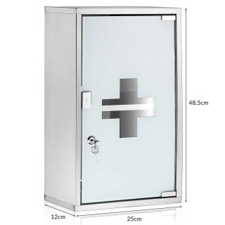 BAKAJI Ντουλάπι Φαρμάκων Ανοξείδωτο Ατσάλι με Ματ Γυαλί 49 x 25 x 1...