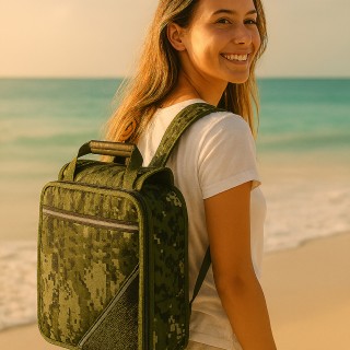 BAKAJI Σακίδιο Ψυγείο 18L Χακί για Κάμπινγκ Παραλία Πικνίκ Πεζοπορί...