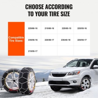 Αλυσίδες Χιονιού VEVOR από Μαγγανιούχο Ατσάλι 2 Τεμάχια Ασημί  XDLT...