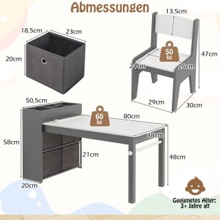 Costway Σετ Καλλιτεχνικού Τραπεζιού και Καρεκλών για Παιδιά με Ρολό...