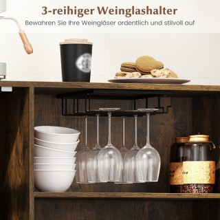 Costway Ξύλινη Κουζίνα με Γυάλινη Πόρτα και Ρυθμιζόμενη Ράγα Κρασιο...