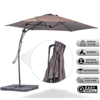 BAKAJI  Ομπρέλα Κήπου Τορτόρα Εκκεντρωμένη 3 x 3 μ. Βάση σε Σχήμα Σ...