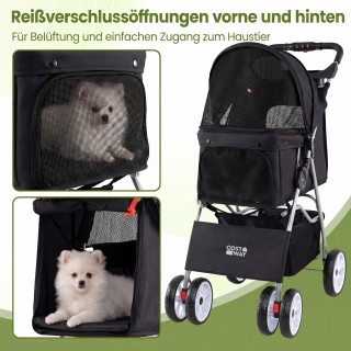 Costway Πτυσσόμενο καρότσι κατοικιδίων με αναπνεύσιμο δίχτυ, αδιάβρ...