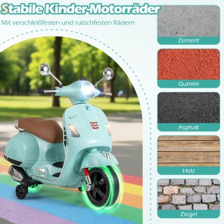 Costway Παιδική Ηλεκτρική Μοτοσυκλέτα VESPA Πράσινη με LED Φώτα & Κ...