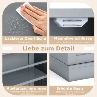 Costway Γκρι Ελεύθερο Μπουφέ-Ντουλάπι Κουζίνας με Πόρτες & Ρυθμιζόμ...