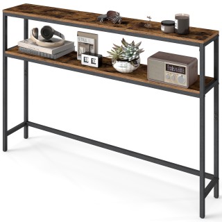 VASAGLE Κονσόλα Διπλού Ραφιού 20x120x80 εκ. για Σαλόνι ή Χολ, Ρουστ...