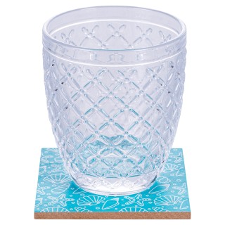 Villa dEste Home Σετ 4 Σουβέρ από Ξύλο MDF σε Παραθαλάσσιο Στυλ Τυρ...