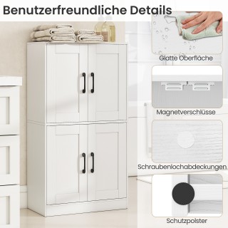 Costway Λευκός Πιατοθήκη με 4 Πόρτες & Ρυθμιζόμενα Ράφια JV12950WH