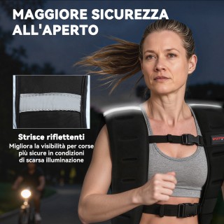 SPORTNOW Ζακετάκι με Βάρος 8 κιλών, Ρυθμιζόμενοι Ιμάντες και Ανακλα...