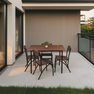 Galileo Σετ τραπέζι και 4 καρέκλες σε MDF και ατσάλι 110x70x75 cm I...