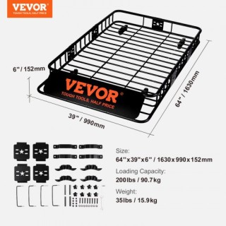VEVOR Σχάρα Οροφής 64x39x6 με Επέκταση, 200kg, για SUV/Φορτηγά CDX... VEVOR Σχάρα Οροφής 64x39x6 με Επέκταση, 200kg, για SUV/Φορτηγά CDX...