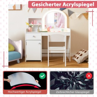 Costway Παιδικό Τραπέζι Μακιγιάζ με Σκαμπό, LED Φώτα, Καθρέφτη & Σ... Costway Παιδικό Τραπέζι Μακιγιάζ με Σκαμπό, LED Φώτα, Καθρέφτη & Σ...