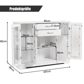 Costway Γκρι ντουλάπι αποθήκευσης από MDF με NC βαφή και γυάλινες π... Costway Γκρι ντουλάπι αποθήκευσης από MDF με NC βαφή και γυάλινες π...