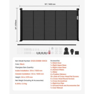 VEVOR Αναδιπλούμενη Παιδική Πύλη 870mm Ύψος, Επέκταση έως 1400mm Πλ...