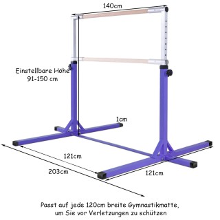Costway  Ρυθμιζόμενη Μπάρα Γυμναστικής σε Μωβ Χρώμα SP37169PU