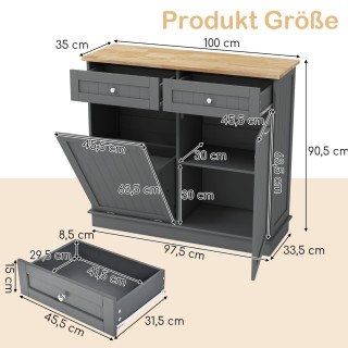 Costway Γκρι Ντουλάπι Κουζίνας με Πάγκο, 2 Συρτάρια & Ρυθμιζόμενο Ρ... Costway Γκρι Ντουλάπι Κουζίνας με Πάγκο, 2 Συρτάρια & Ρυθμιζόμενο Ρ...