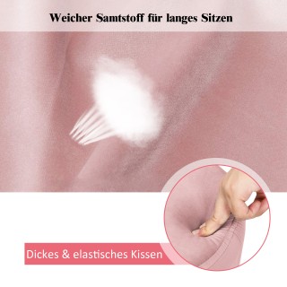 Costway Στρογγυλό Σκαμπό Βελούδινο με Μεταλλικά Πόδια σε Ροζ Χρώμα ...