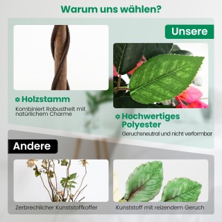 Costway Τεχνητό Δέντρο 150 εκ. σε Γλάστρα με 252 Άνθη & Φυσικά Φύλλ...