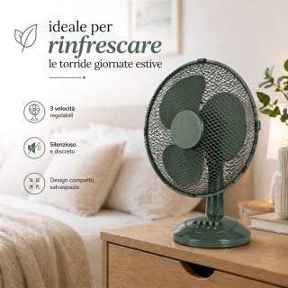 BAKAJI Αυτόνομος Επιτραπέζιος Ανεμιστήρας Πράσινος, Ισχύς 45W, Διάμ...
