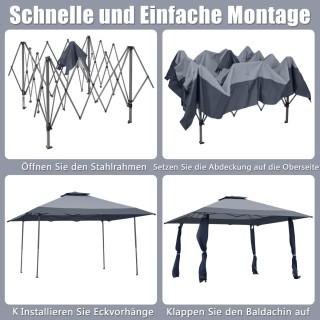 Costway  Σκηνή Σκίασης 4x4μ με Ρυθμιζόμενο Ύψος και Φορητό Σχεδιασμ...