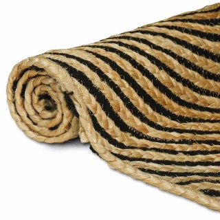 vidaXL Χαλί Φυσικό και Μαύρο 100 x 200 cm Γιούτα 42010740