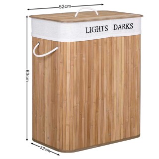 BAKAJI Καλάθι Απλύτων 2 Διαμερίσματα Πτυσσόμενο Καλάθι από Μπαμπού... BAKAJI Καλάθι Απλύτων 2 Διαμερίσματα Πτυσσόμενο Καλάθι από Μπαμπού...