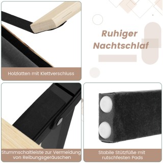 Costway Διπλό Υφασμάτινο Κρεβάτι 200 x 140 cm με Σκελετό & Επενδυμέ...