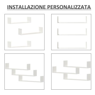 Σετ 3 Ράφια Τοίχου HOMCOM από Ξύλο 80x18x18 cm Λευκό 830-419WT Σετ 3 Ράφια Τοίχου HOMCOM από Ξύλο 80x18x18 cm Λευκό 830-419WT