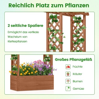 Costway Ξύλινο υπερυψωμένο παρτέρι με πέργκολα και στέγαστρο, ελεύθ...