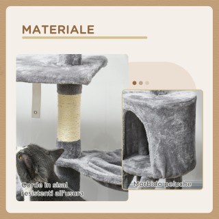 PawHut Πύργος για Γάτες με Σπιτάκι, Βάση, Πλατφόρμες και 4 Ποντικάκ...