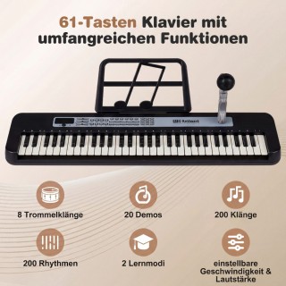 Costway Παιδικό Πιάνο 61 Πλήκτρων με Ρυθμιζόμενη Βάση και Μικρόφωνο...