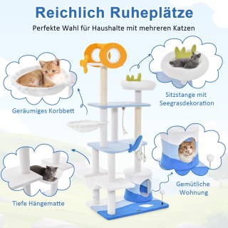 Costway  Παραδεισένιο Δέντρο Αναρρίχησης Γάτας με Θαλασσινό Σχέδιο ...