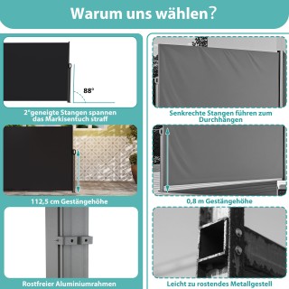 Costway Πτυσσόμενο Ανεμοφράχτης Αλουμινίου για Μπαλκόνι 300x18x160... Costway Πτυσσόμενο Ανεμοφράχτης Αλουμινίου για Μπαλκόνι 300x18x160...