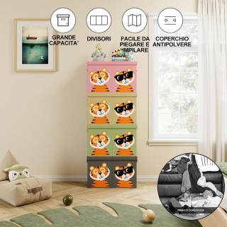 BAKAJI Πτυσσόμενο Κουτί Αποθήκευσης Παιχνιδιών με Ζωάκια Διπλό 80L ...