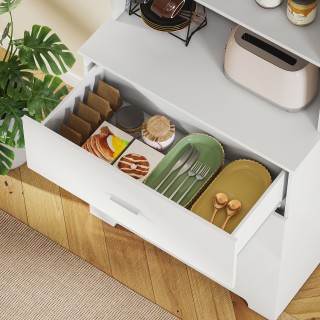 HOMCOM Λευκή Επιτοίχια Βιβλιοθήκη με 3 Ανοιχτά Ράφια και 3 Συρτάρια...