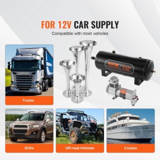 Σετ Κόρνας Τρένου VEVOR 4 Σαλπίγγων με Αεροσυμπιεστή 160 psi και Δο... Σετ Κόρνας Τρένου VEVOR 4 Σαλπίγγων με Αεροσυμπιεστή 160 psi και Δο...