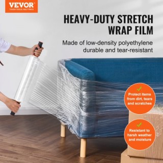 VEVOR Διάφανη Μεμβράνη Συσκευασίας 15x1000, 2τμχ, 60 Gauge με Λαβές...