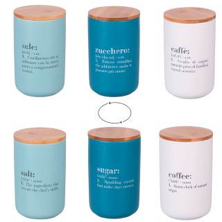 Villa DEste  Σετ 3 δοχεία για αλάτι, ζάχαρη και καφέ 1000 ml, κεραμ...