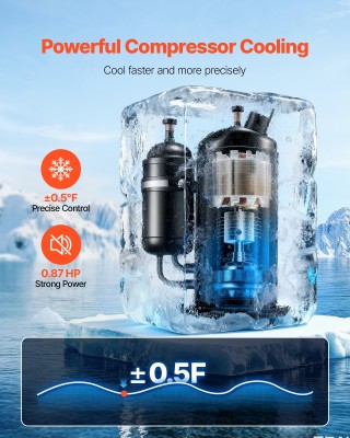 VEVOR Βιομηχανικό Ψυγείο Νερού 1600W με Συμπιεστή και Δεξαμενή 7L γ...